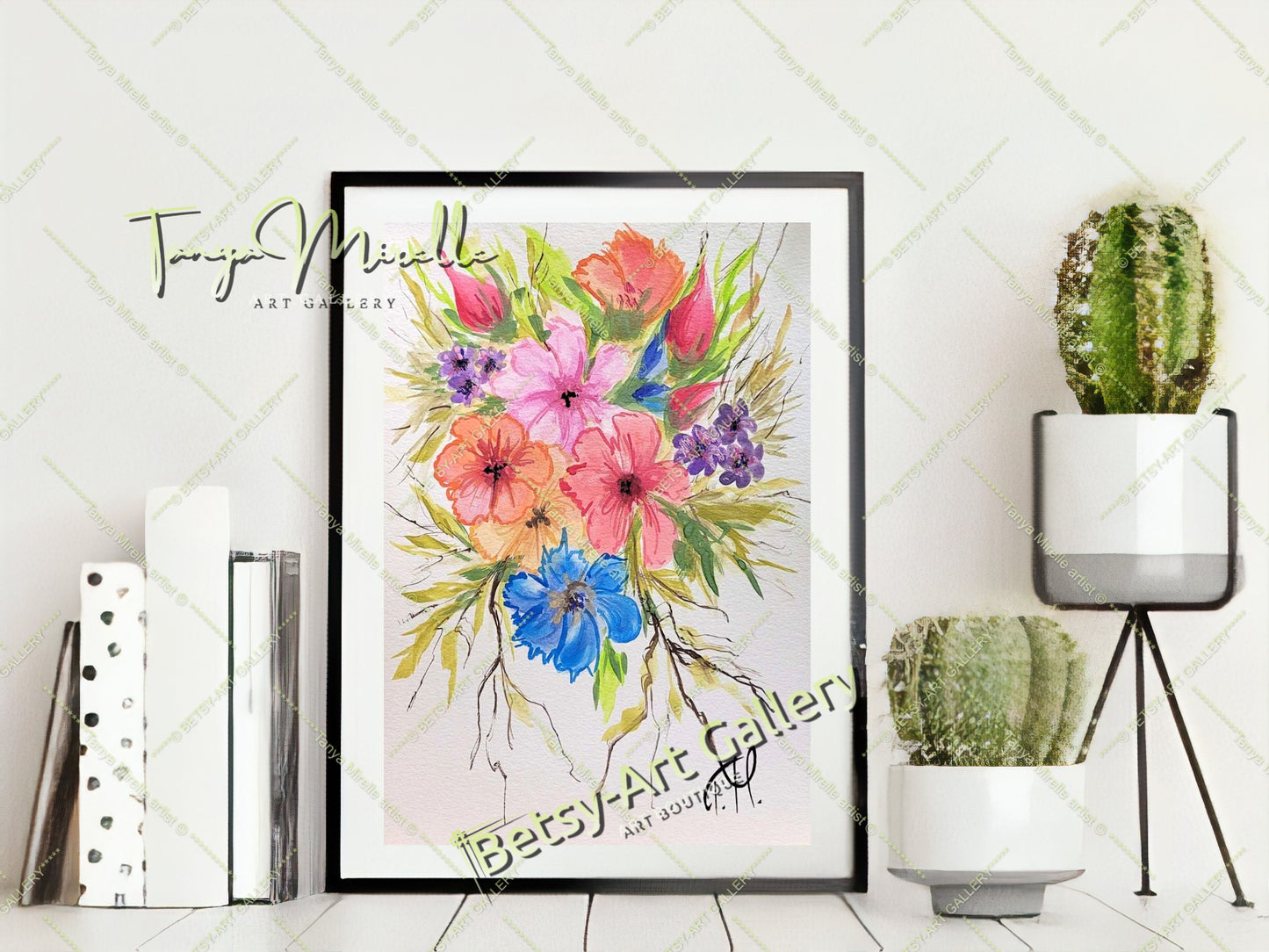 Mallows Original Watercolor Painting, Botanical Wall Art {{ shop_name }}watercolor art print birthday gift blooming garden art botanical print colorful painting floral art floral painting garden painting gift for mom mediterranean art nature painting paper painting small painting wall art home decor watercolor floral watercolor flowers watercolor landscape watercolor painting wildflowers painting