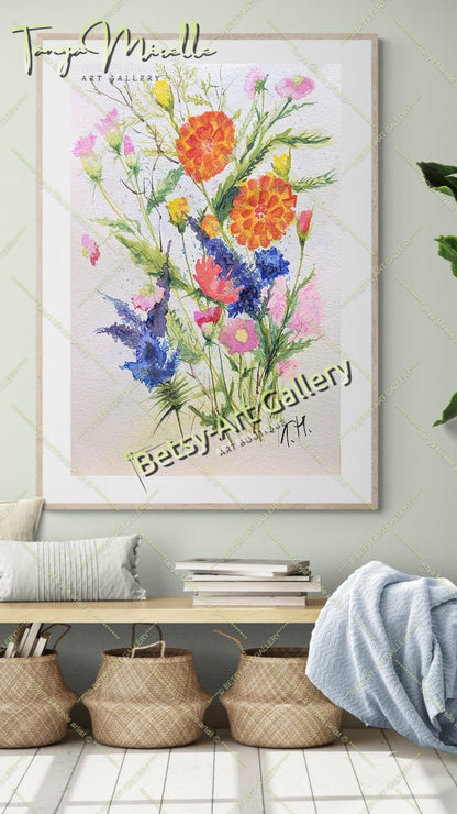 Botanical Flowers Wall Art, Watercolor Painting of Mediterranean {{ shop_name }}watercolor art print birthday gift blooming garden art botanical print colorful painting floral art floral painting garden painting gift for mom mediterranean art nature painting paper painting small painting wall art home decor watercolor floral watercolor flowers watercolor landscape watercolor painting wildflowers painting