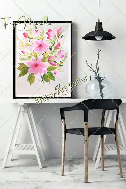 Spring Flowers Watercolor Painting, Botanical Wall Art {{ shop_name }}watercolor art print birthday gift blooming garden art botanical print colorful painting floral art floral painting garden painting gift for mom mediterranean art nature painting paper painting small painting wall art home decor watercolor floral watercolor flowers watercolor landscape watercolor painting wildflowers painting