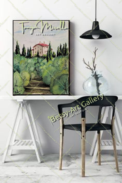 Olive Garden Watercolor Painting, Original Wall Art, No Frame {{ shop_name }}watercolor art print birthday gift blooming garden art botanical print colorful painting floral art floral painting garden painting gift for mom mediterranean art nature painting olive garden painting paper painting small painting wall art home decor watercolor floral watercolor flowers watercolor landscape watercolor painting wildflowers painting