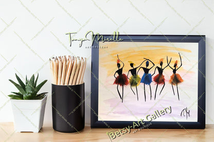 African Colorful Tribal Dancer Art - Watercolor Painting, No Frame {{ shop_name }}watercolor abstract dance print African dance art African decor art for girls birthday gift colorful painting cultural art dance wall art dancer illustration dancer wall art ethnic home decor gift for mom paper painting small painting tribal artwork watercolor art watercolor painting