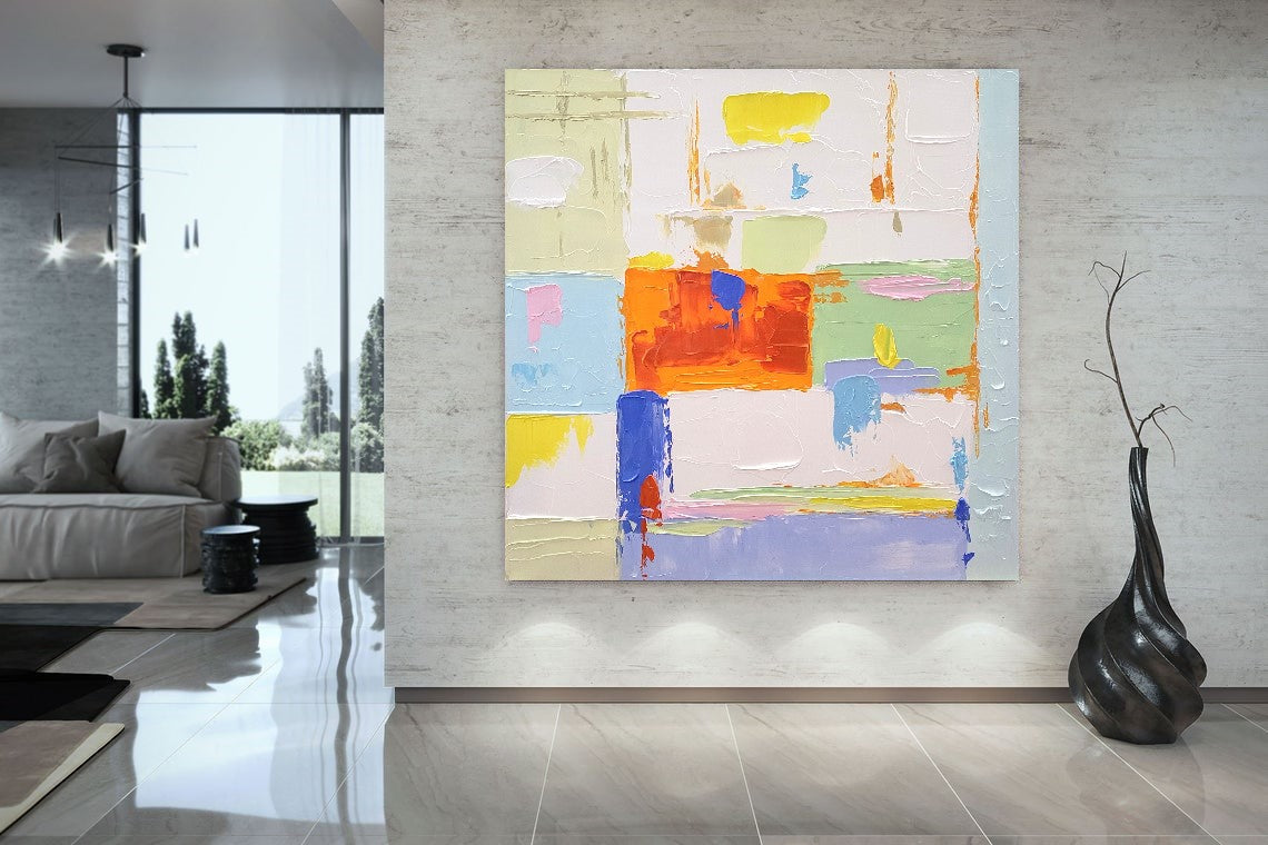 Large Modern Abstract Wall Art for Living room, Impasto Oil Painting on Canvas