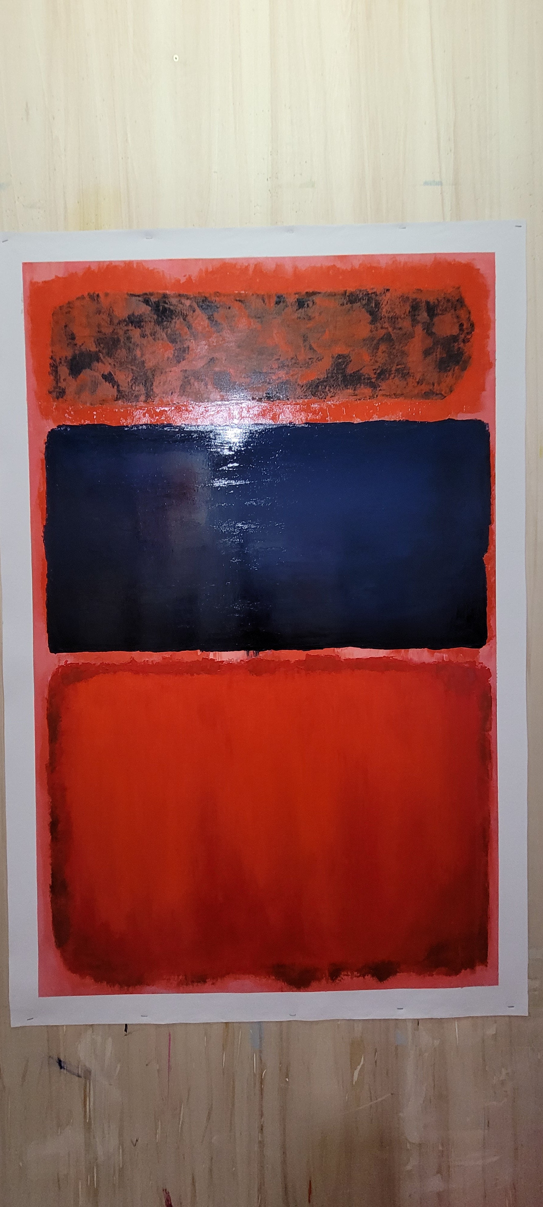 LARGE MODERN ABSTRACT WALL ART, Mark Rothko Inspired, Oil Painting on Canvas - Red Black Orange