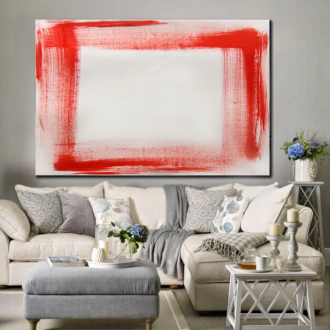 Large Red Abstract Wall Art - Original Impasto Oil Painting on Canvas