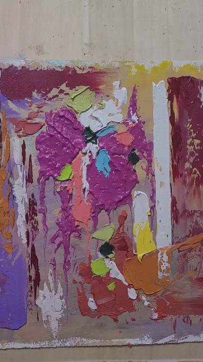 Bold Color Abstract Oil Painting - Original Textured Canvas Art