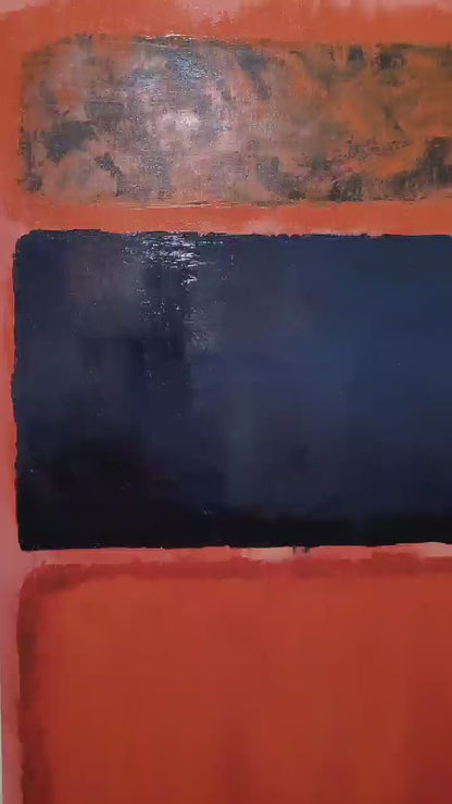 LARGE MODERN ABSTRACT WALL ART, Mark Rothko Inspired, Oil Painting on Canvas - Red Black Orange