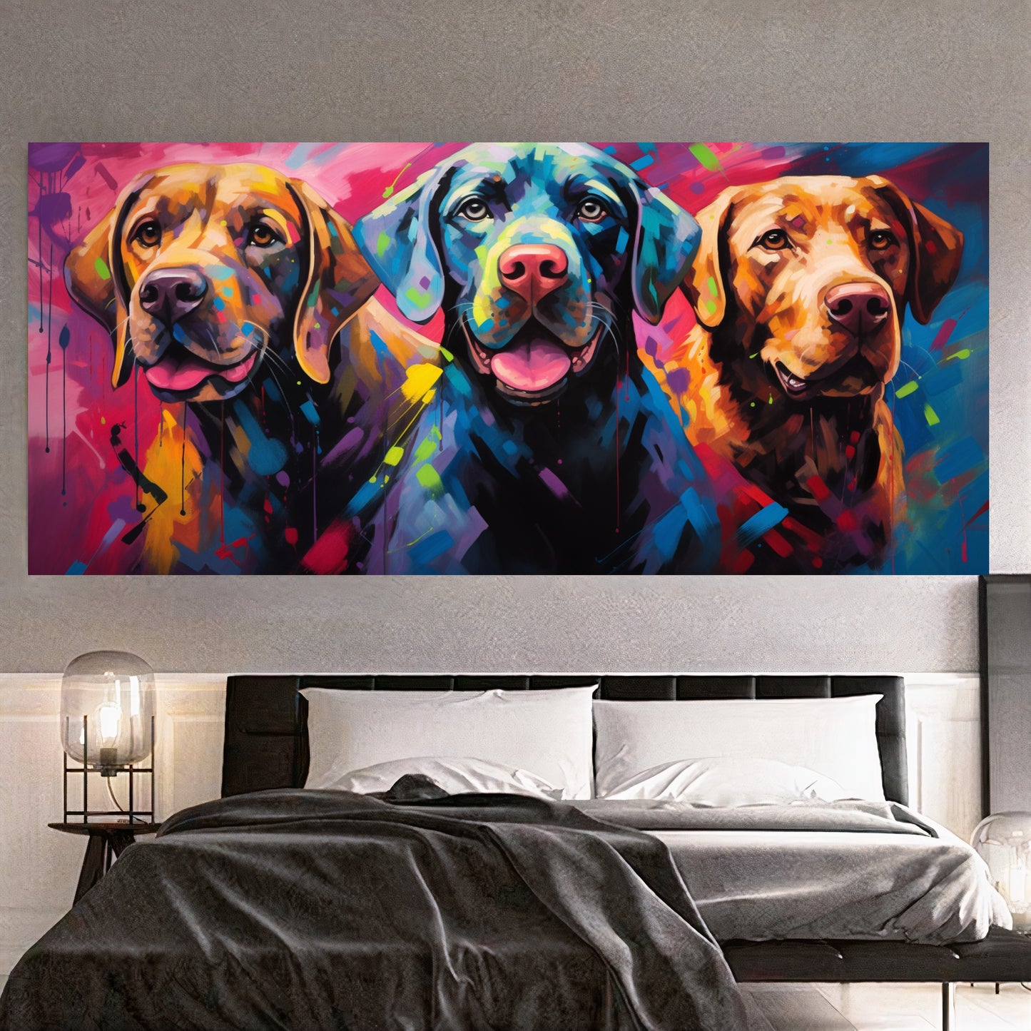 Colorful Dog Family - Vibrant Canvas Art, Modern Prin on Canvas C