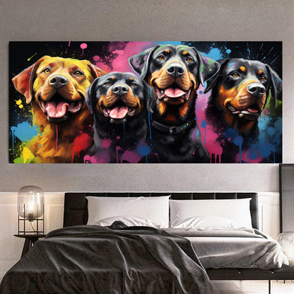 Colorful Dog Family - Vibrant Canvas Art, Modern Prin on Canvas D