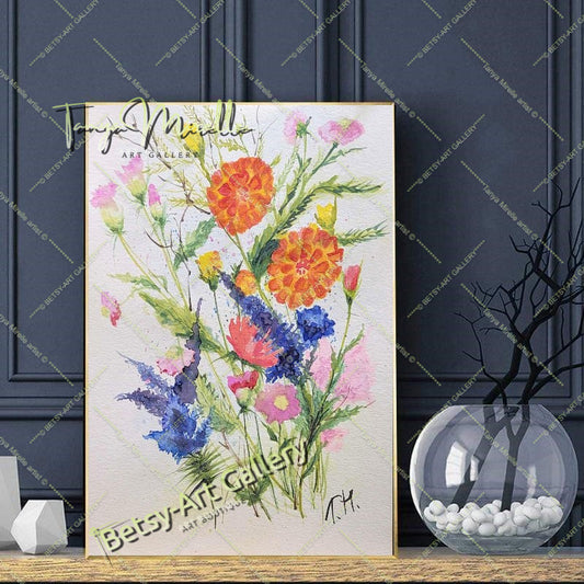 Botanical Flowers Wall Art, Watercolor Painting of Mediterranean {{ shop_name }}watercolor art print birthday gift blooming garden art botanical print colorful painting floral art floral painting garden painting gift for mom mediterranean art nature painting paper painting small painting wall art home decor watercolor floral watercolor flowers watercolor landscape watercolor painting wildflowers painting
