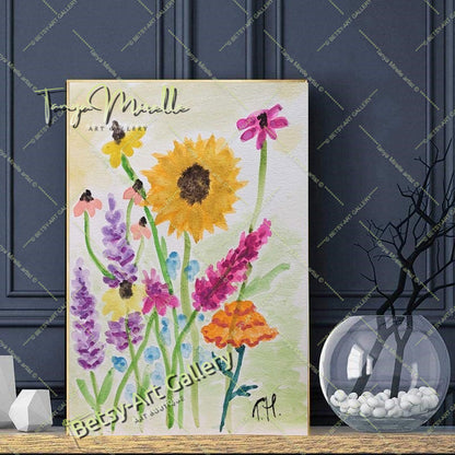 Botanical Wall Art Original Watercolor Floral Painting, No Frame {{ shop_name }}watercolor art print birthday gift blooming garden art botanical print colorful painting floral art floral painting garden painting gift for mom mediterranean art nature painting paper painting small painting wall art home decor watercolor floral watercolor flowers watercolor landscape watercolor painting wildflowers painting