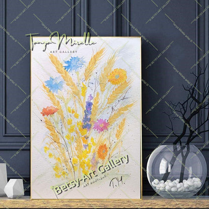 Watercolor Painting Ears of Wheat, Botanical Wall Art No Frame {{ shop_name }}watercolor art print birthday gift blooming garden art botanical print colorful painting floral art floral painting garden painting gift for mom mediterranean art nature painting paper painting small painting wall art home decor watercolor floral watercolor flowers watercolor landscape watercolor painting wildflowers painting