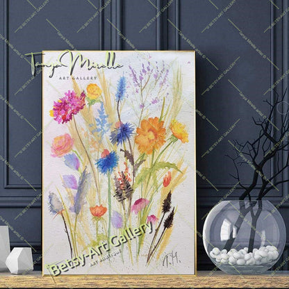 Botanical Flowers Wall Art, Watercolor Painting of Mediterranean #1 {{ shop_name }}watercolor art print birthday gift blooming garden art botanical print colorful painting floral art floral painting garden painting gift for mom mediterranean art nature painting paper painting small painting wall art home decor watercolor floral watercolor flowers watercolor landscape watercolor painting wildflowers painting