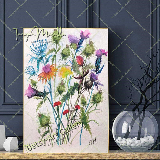 Wildflowers Watercolor Painting, Botanical Wall Art #2 {{ shop_name }}watercolor art print birthday gift blooming garden art botanical print colorful painting floral art floral painting garden painting gift for mom mediterranean art nature painting paper painting small painting wall art home decor watercolor floral watercolor flowers watercolor landscape watercolor painting wildflowers painting