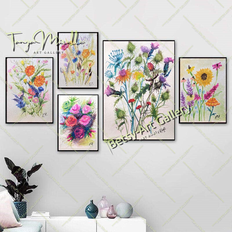 Wildflowers Watercolor Painting, Botanical Wall Art #2 {{ shop_name }}watercolor art print birthday gift blooming garden art botanical print colorful painting floral art floral painting garden painting gift for mom mediterranean art nature painting paper painting small painting wall art home decor watercolor floral watercolor flowers watercolor landscape watercolor painting wildflowers painting