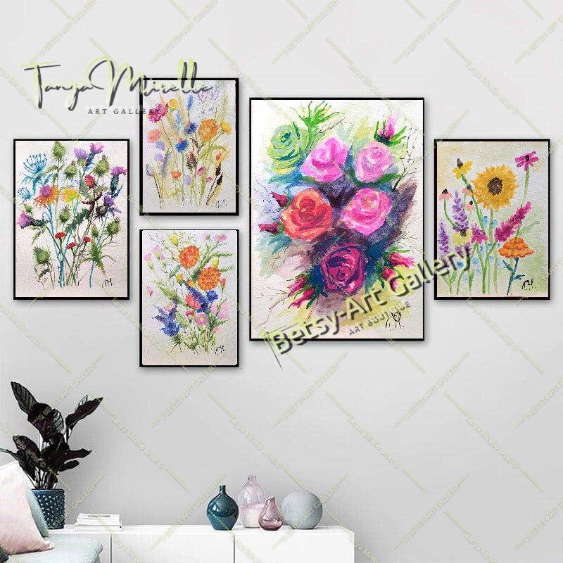 Garden Roses Watercolor Painting, Original Wall Art, No Frame {{ shop_name }}watercolor art print birthday gift blooming garden art botanical print colorful painting floral art floral painting garden painting garden roses painting gift for mom nature painting paper painting small painting wall art home decor watercolor floral watercolor flowers watercolor landscape watercolor painting wildflowers painting