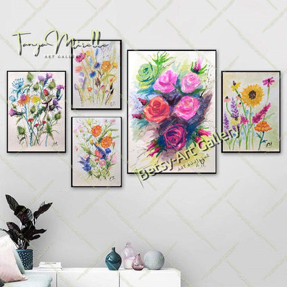 Garden Roses Watercolor Painting, Original Wall Art, No Frame {{ shop_name }}watercolor art print birthday gift blooming garden art botanical print colorful painting floral art floral painting garden painting garden roses painting gift for mom nature painting paper painting small painting wall art home decor watercolor floral watercolor flowers watercolor landscape watercolor painting wildflowers painting