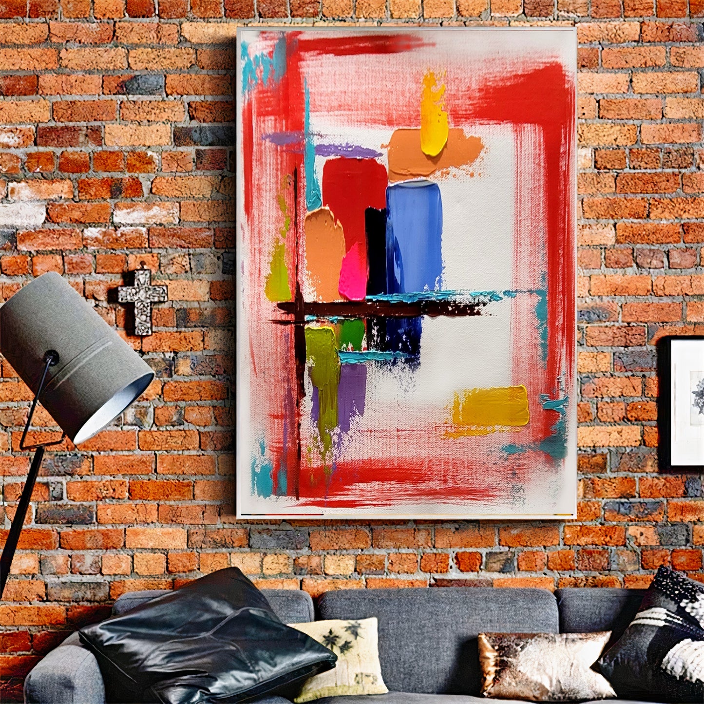 Large Red Abstract Wall Art - Original Impasto Oil Painting on Canvas