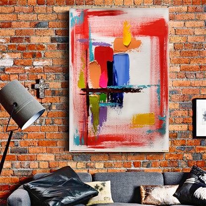 Large Red Abstract Wall Art - Original Impasto Oil Painting on Canvas