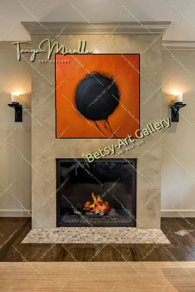 ''Any Fire Flower'' Abstract Art by Otto Piene, Modern Oil Painting on Canvas – Large – Oil on Canvas – {{ product.title }} canvas artwork by Tanya Mirelle – modern wall decor – original artwork for home, living room, office, or gallery – original artwork by BETSY-ART GALLERY