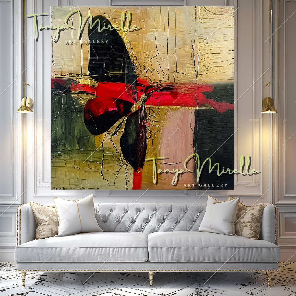 Vibrant Abstract Butterfly Canvas Oil Painting #205 – Large – Oil on Canvas – {{ product.title }} canvas artwork by Tanya Mirelle – modern wall decor – original artwork for home, living room, office, or gallery – original artwork by BETSY-ART GALLERY