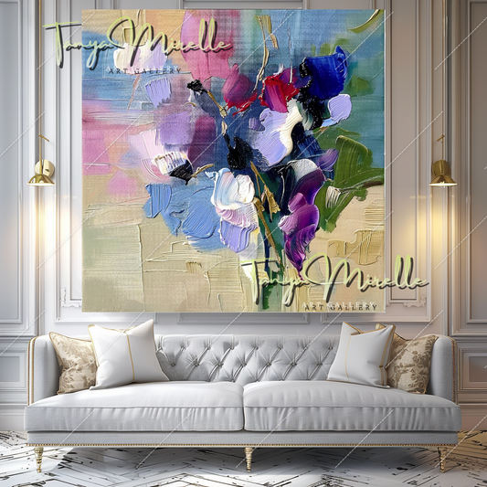 Luxury Abstract Oil Painting, Colorful Home Decor #212