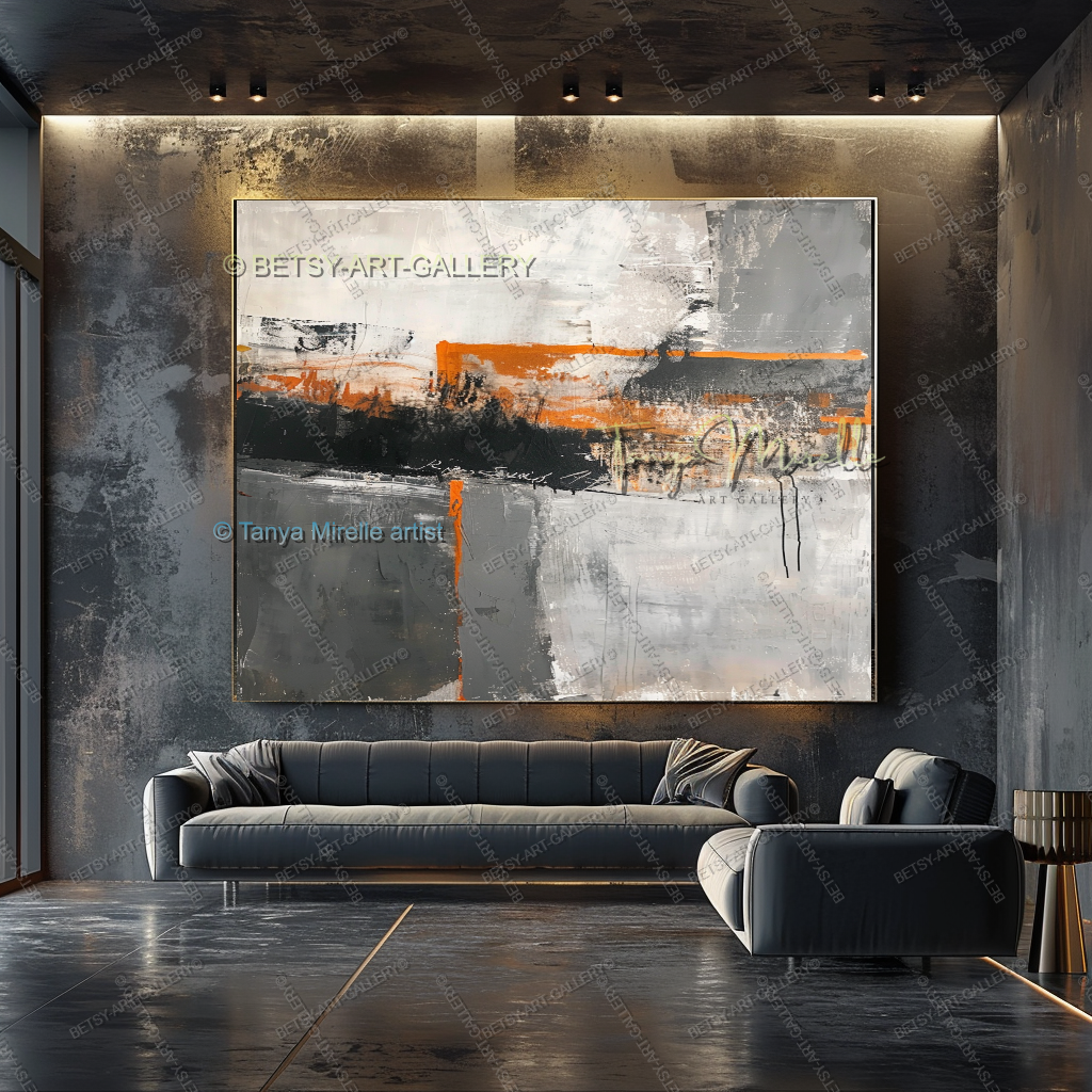 Copper Horizon - Handmade Abstract Art Industrial Design Spaces