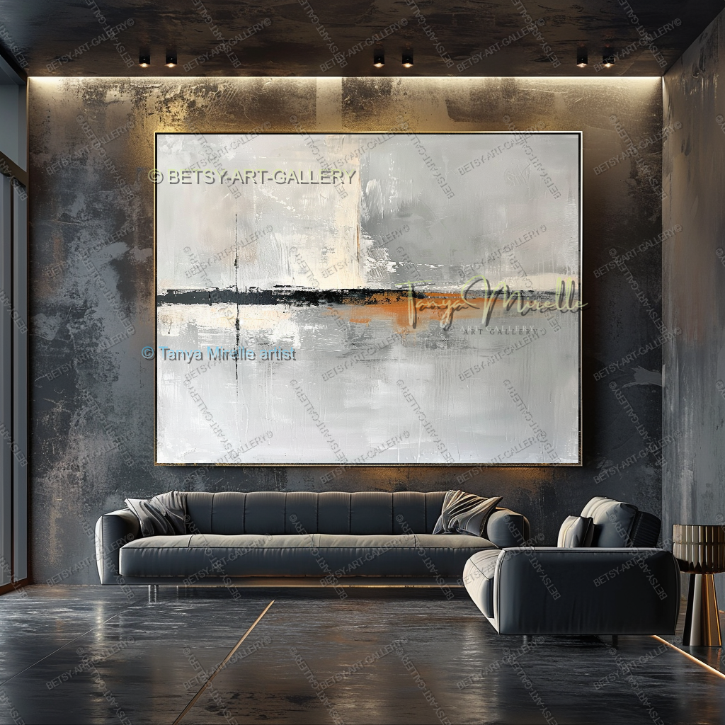 Copper Horizon - Handmade Abstract Art Industrial Design Spaces
