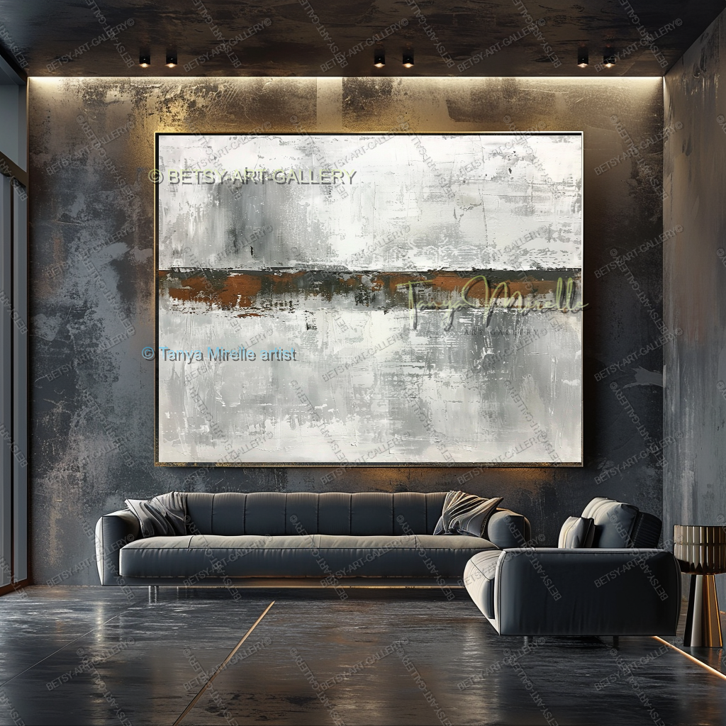 Copper Horizon - Handmade Abstract Art Industrial Design Spaces