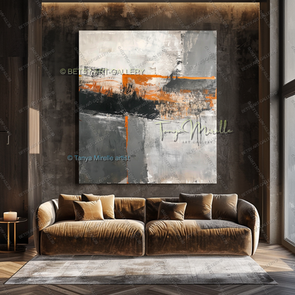 Copper Horizon - Handmade Abstract Art Industrial Design Spaces