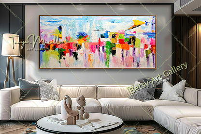 Grands tableaux abstraits pour salon, peinture à l'huile impasto sur toile, art mural moderne, peinture unique