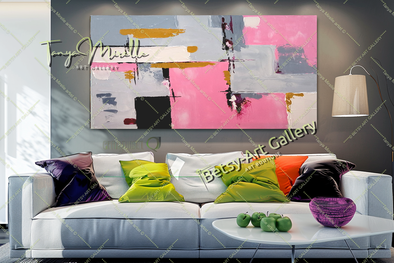 Pink Symphony - Modern Abstract Impasto Oil Painting on Canvas
