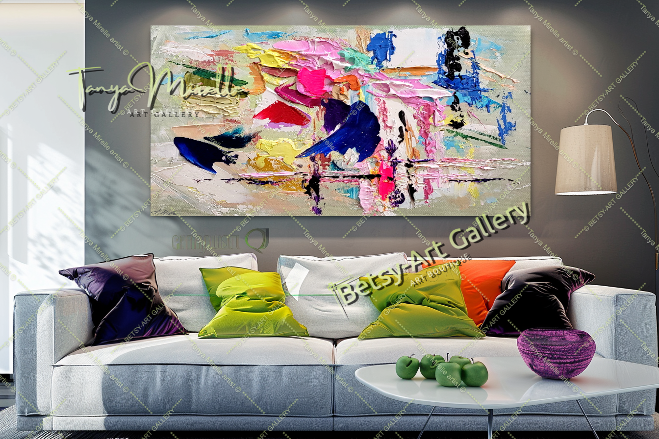 Large Modern Abstract Impasto Oil Painting for Living room