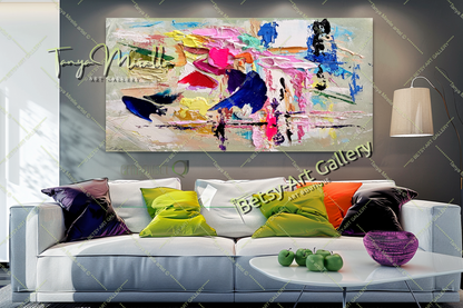 Large Modern Abstract Impasto Oil Painting for Living room