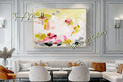 Peinture à l'huile abstraite moderne sur toile, art floral, art unique fait à la main pour le salon