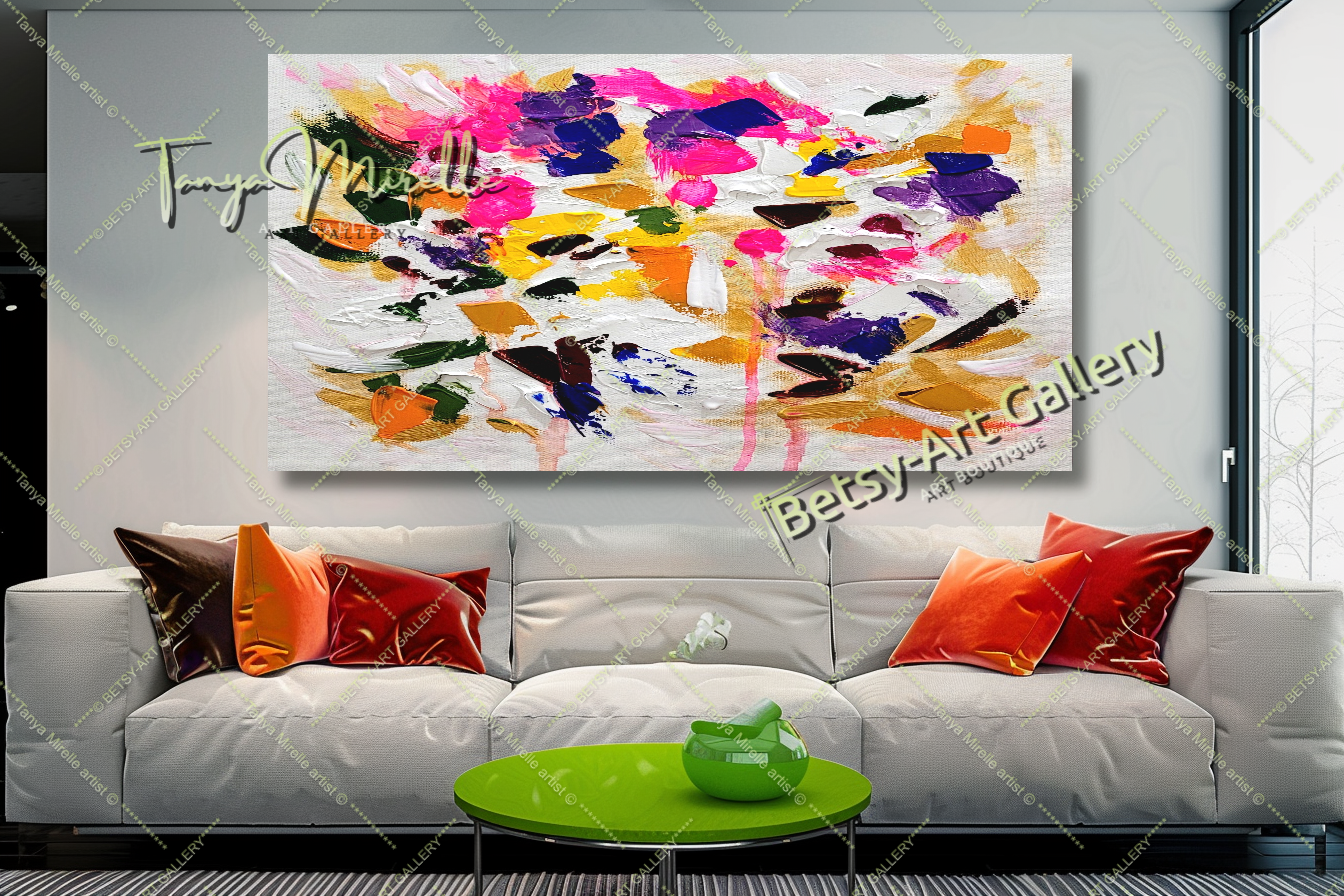 Blooming Radiance - Large Modern Abstract Impasto Oil Painting on Canvas