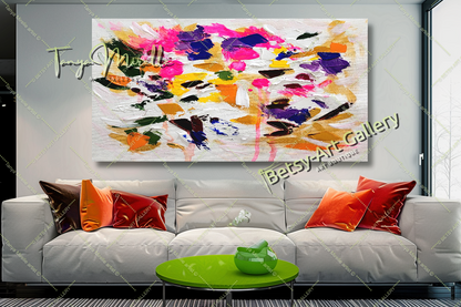 Blooming Radiance - Large Modern Abstract Impasto Oil Painting on Canvas