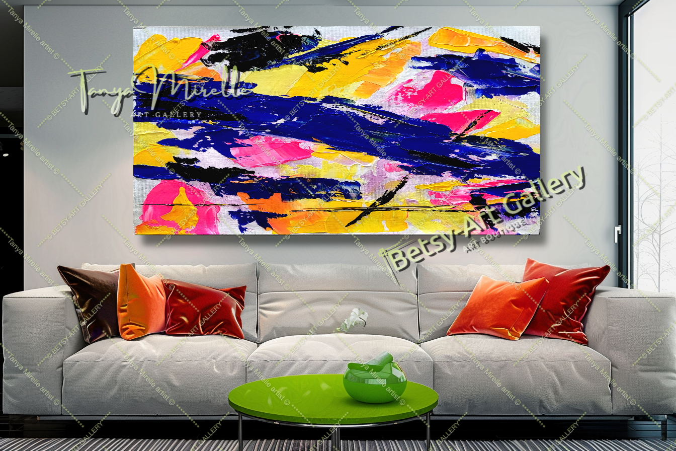 Electric Fusion - Large Abstract Textured Paintings for living room