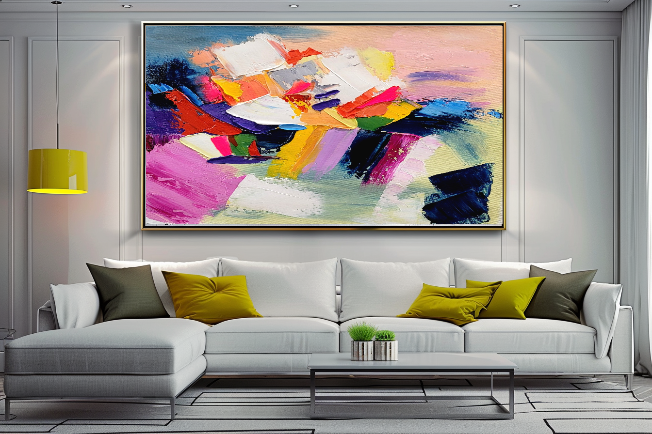 Modern Abstract Impasto Oil Painting on Canvas, Colorful Wall Art