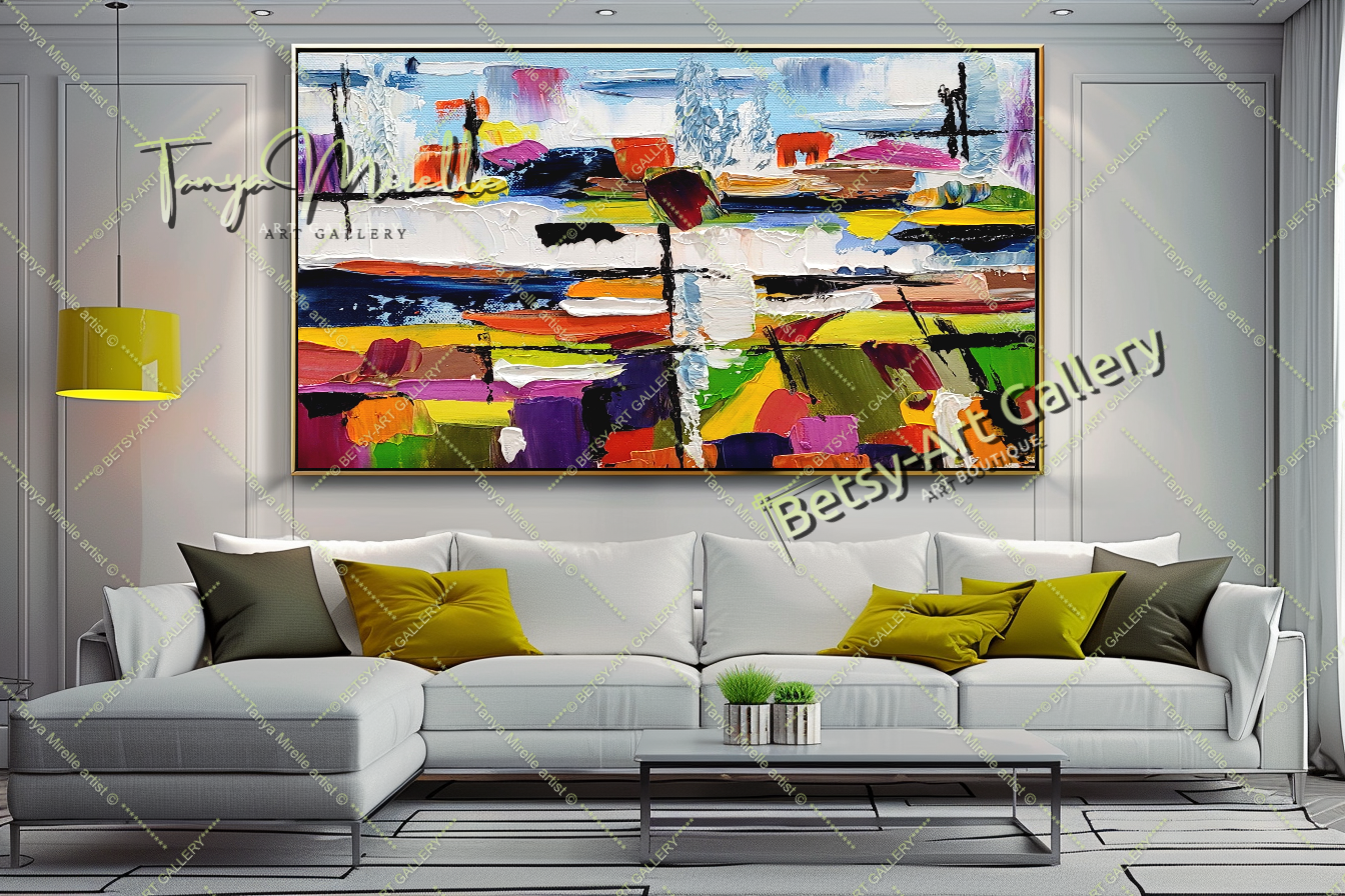 Urban Kaleidoscope - Modern Abstract Impasto Oil Painting on Canvas