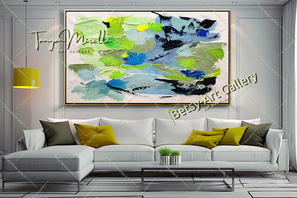 Grandes peintures abstraites pour le salon, peinture à l'huile impasto sur toile, art mural moderne coloré, peinture unique – Large – Oil on Canvas – {{ product.title }} canvas artwork by Tanya Mirelle – modern wall decor – original artwork for home, living room, office, or gallery – original artwork by BETSY-ART GALLERY