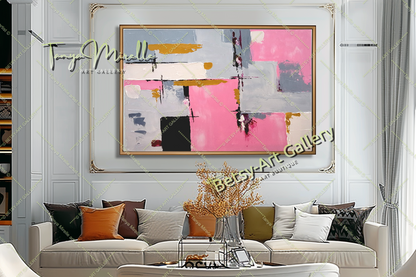 Pink Symphony - Modern Abstract Impasto Oil Painting on Canvas