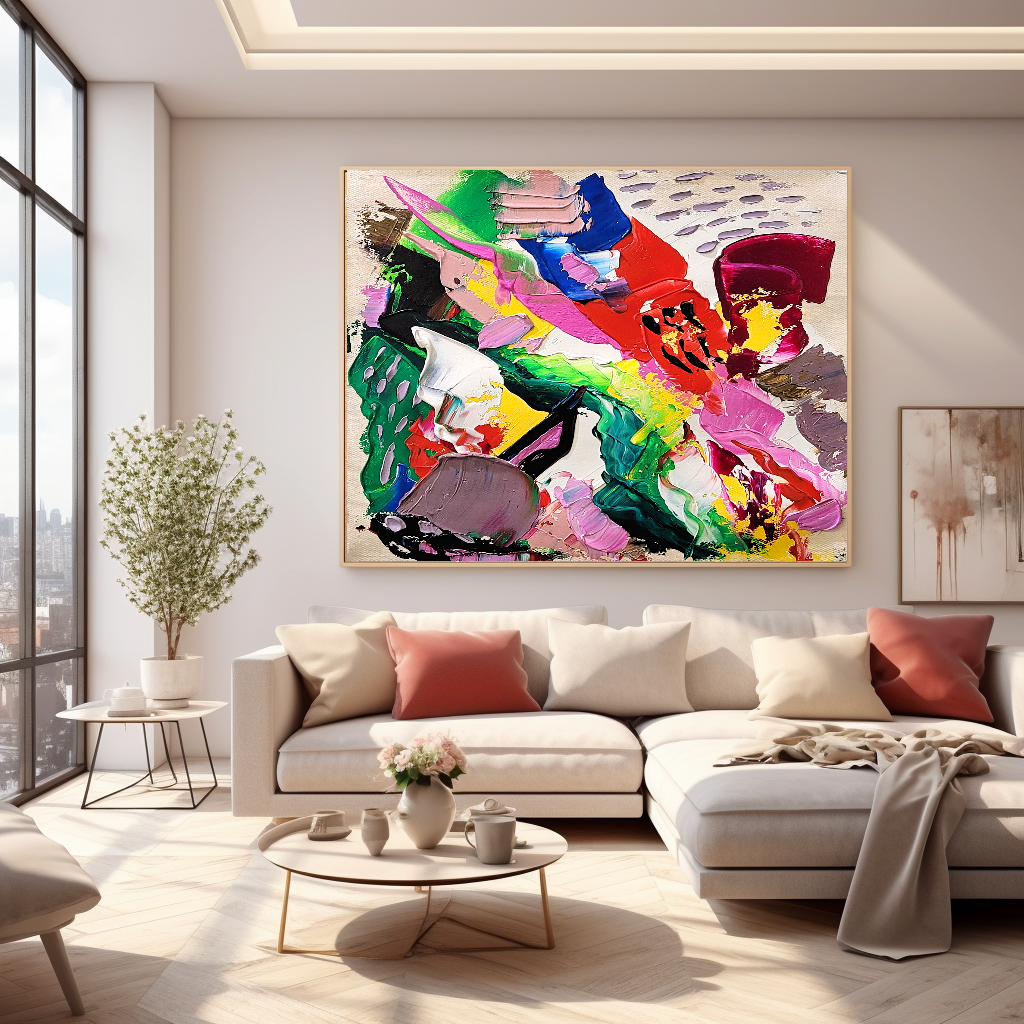 Modern Abstract Painting for Living room, Colorful Wall Art, Impasto Oil Painting on Canvas
