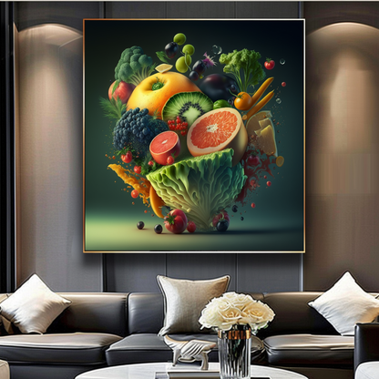Fruit and Vegetable Boom Wall Art Print, Healthy Lifestyle