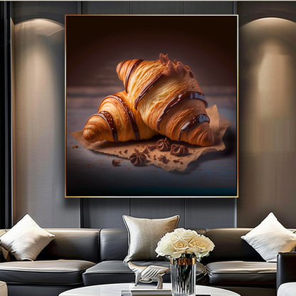 Golden Croissant Wall Art Print {{ shop_name }}Prints bakery art print cafe wall decor canvas print canvas wall art coffee shop decor croissant wall art dining room wall art food photography art french pastry art giclée prints kitchen wall decor large canvas print large wall art Large Wall Art Decor Living Room Art luxury food art modern art print modern kitchen decor print on canvas ready to hang canvas restaurant wall art rustic kitchen art still life photography stretched canvas art wall art prints