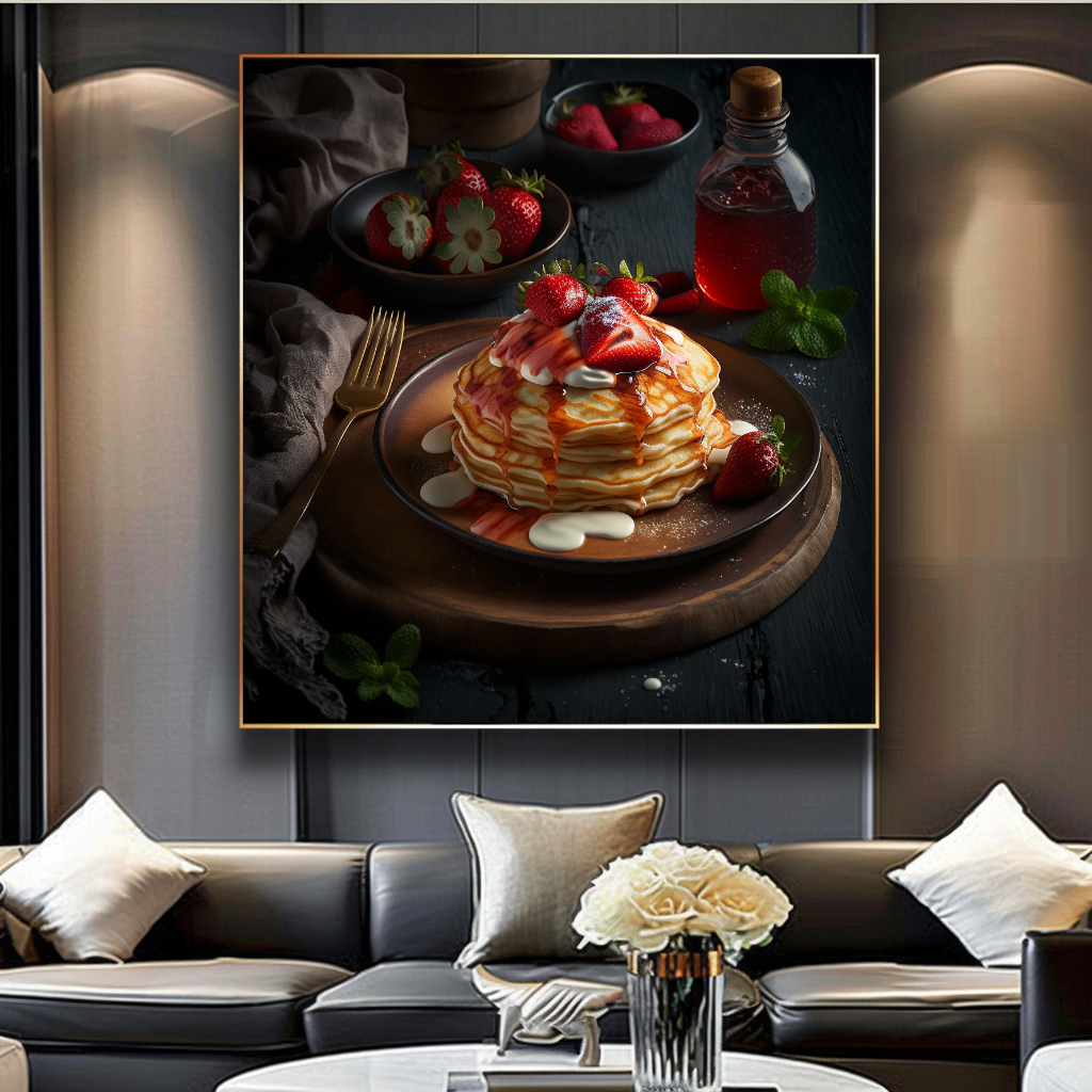 Berry Pancake Wall Art Print {{ shop_name }}Prints berry pancake art breakfast wall decor brunch cafe decor canvas print canvas wall art dining room wall decor food photography print giclée prints gourmet food art kitchen wall art large canvas print large wall art Large Wall Art Decor Living Room Art modern art print modern kitchen decor pancake wall art print on canvas ready to hang canvas restaurant wall art rustic kitchen art still life food photography stretched canvas art wall art prints