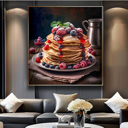 Berry Pancake Wall Art Print {{ shop_name }}Prints berry pancake art breakfast wall decor brunch cafe decor canvas print canvas wall art dining room wall decor food photography print giclée prints gourmet food art kitchen wall art large canvas print large wall art Large Wall Art Decor Living Room Art modern art print modern kitchen decor pancake wall art print on canvas ready to hang canvas restaurant wall art rustic kitchen art still life food photography stretched canvas art wall art prints