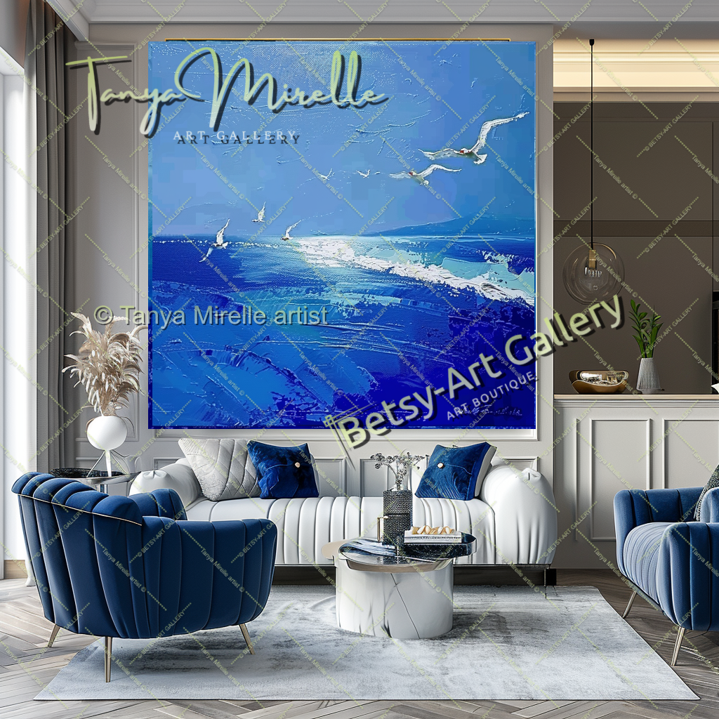 Blue Ocean Painting – Extra Large Abstract Wall Art
