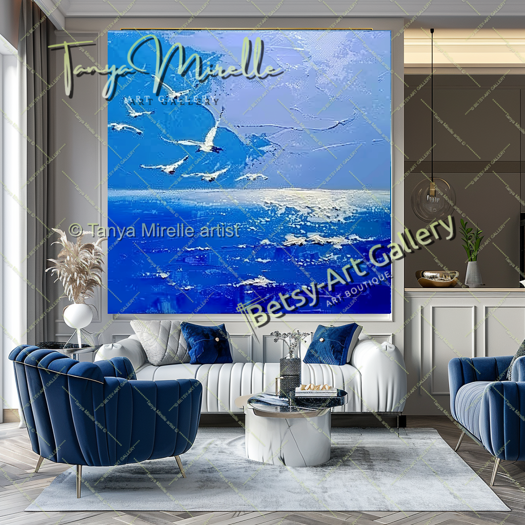 Blue Ocean Painting – Extra Large Abstract Wall Art