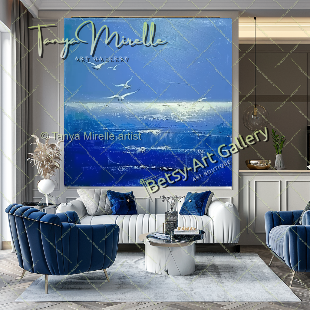 Blue Ocean Painting – Extra Large Abstract Wall Art