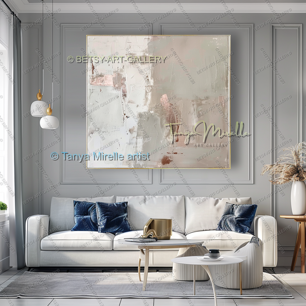 Soft White Abstract Painting – Handcrafted Canvas Wall Art, No Frame